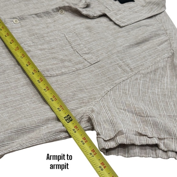 Rails Tan and White Vertical Stripe Linen Blend Camp Shirt Men’s Size XXL - Picture 10 of 11